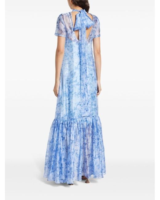 Staud Blue Calluna High-neck Gown