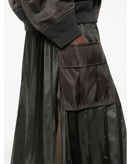 Sacai Gray Pleated Midi Utility Skirt
