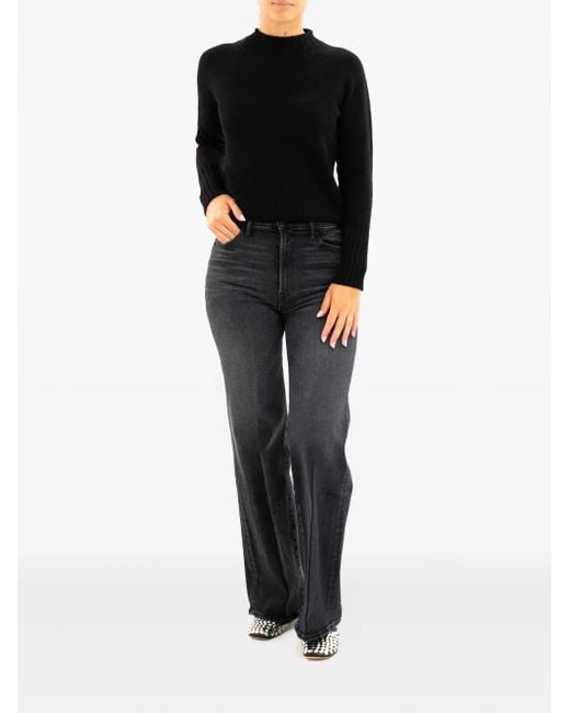 Drumohr Black Raglan-Sleeve Ribbed-Hem Sweater