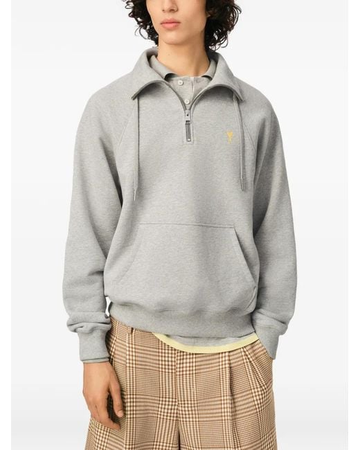 AMI Gray Cotton Ami De Coeur Sweatshirt for men