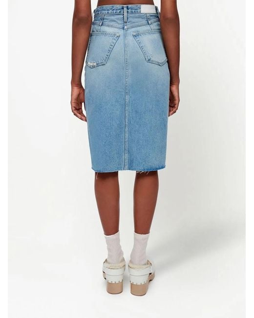 Re/done Denim Midi-Rok in het Blue