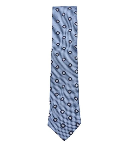 Zegna Blue Floral Pattern Tie for men
