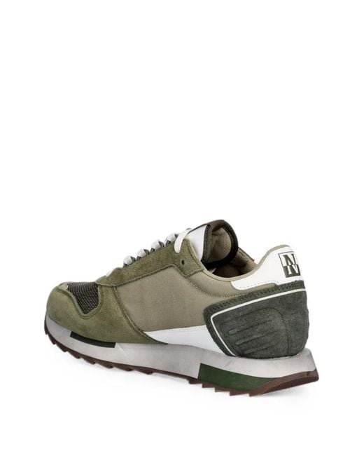 Napapijri Green Virtus Nys Logo-Patch Panelled Sneakers for men