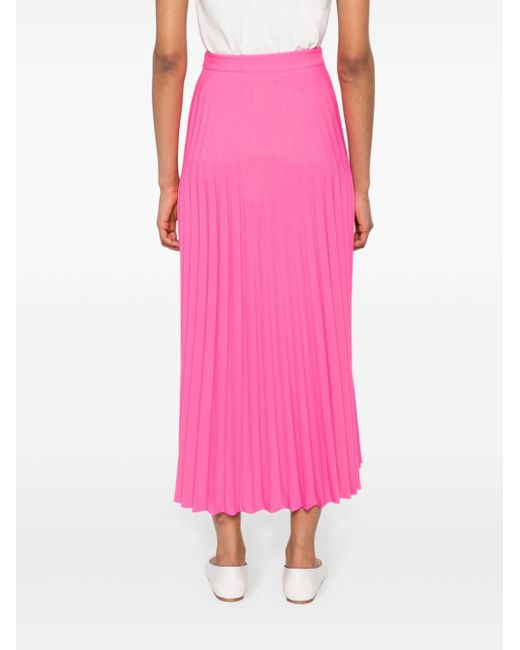 Nissa Pink Pleated Wrap Midi Skirt