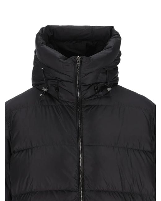 Herno Black Quilted Hooded Jacket for men