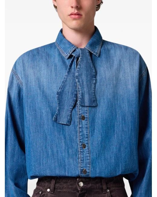 MSGM Jeanshemd Mit Fliege in Blue für Herren