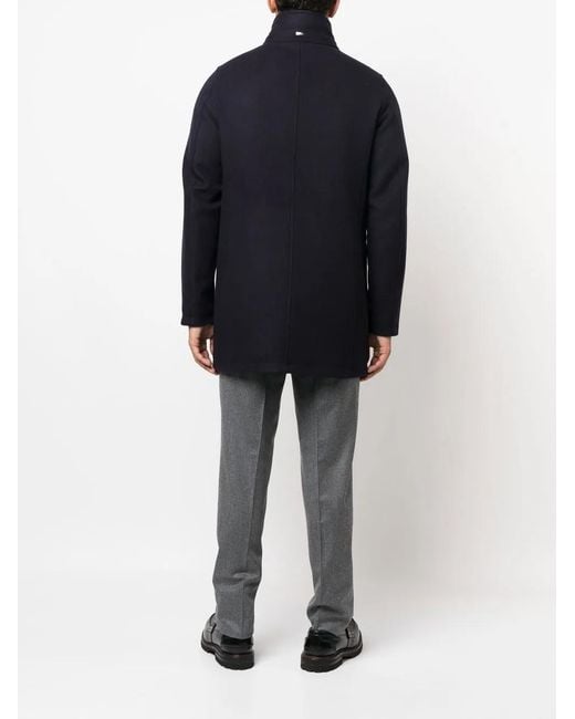 Herno Blue Single-Breasted Fitted Coat for men