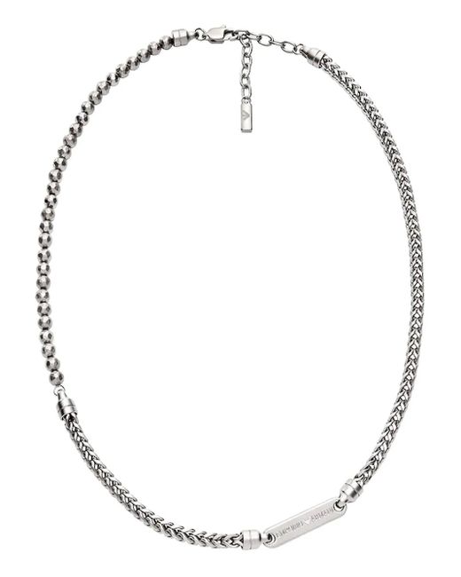 Emporio Armani White Beaded Chain Necklace for men