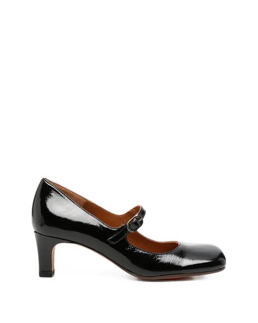 Chie Mihara Black Patent-Leather Buckle-Strap Pumps