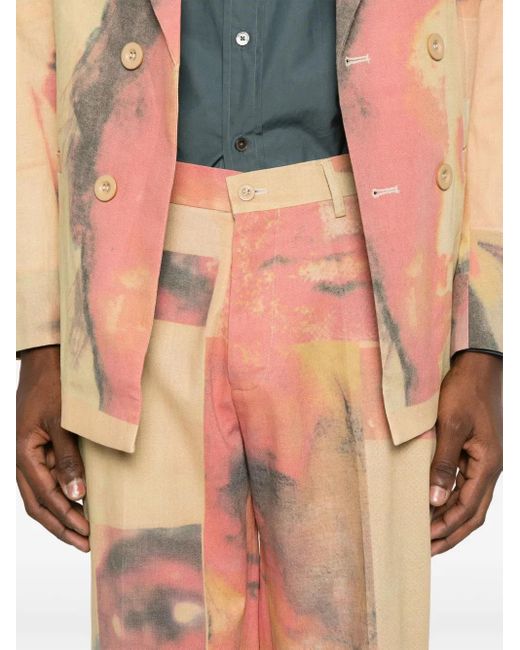 Kidsuper Yellow Collage Faces Trousers for men