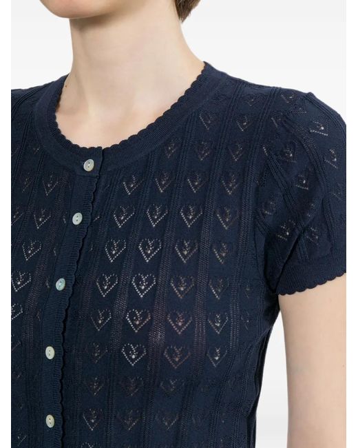 AAPE BY A BATHING AP Blue Heart-Pointelle Cardigan