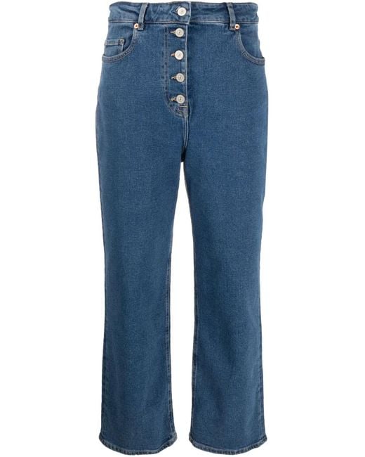 Paul Smith Blue Wide Leg Cropped Denim Jeans