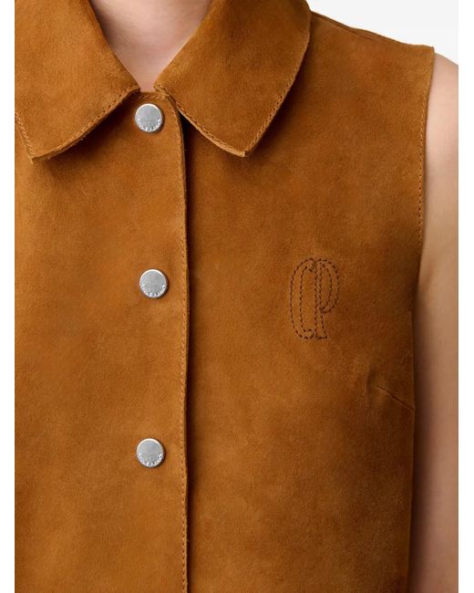 Claudie Pierlot Brown Sleeveless Leather Jumpsuit