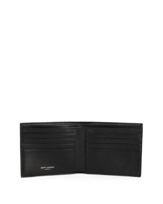 Saint Laurent Black Cassandre Eel-Skin Wallet for men