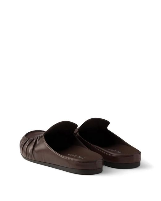 Prada Brown Leather Mules for men