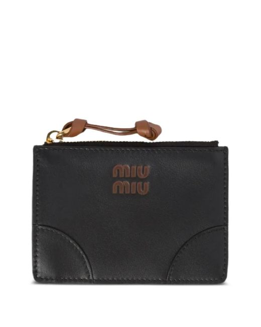 Cartera con cremallera y logo Miu Miu de color Black