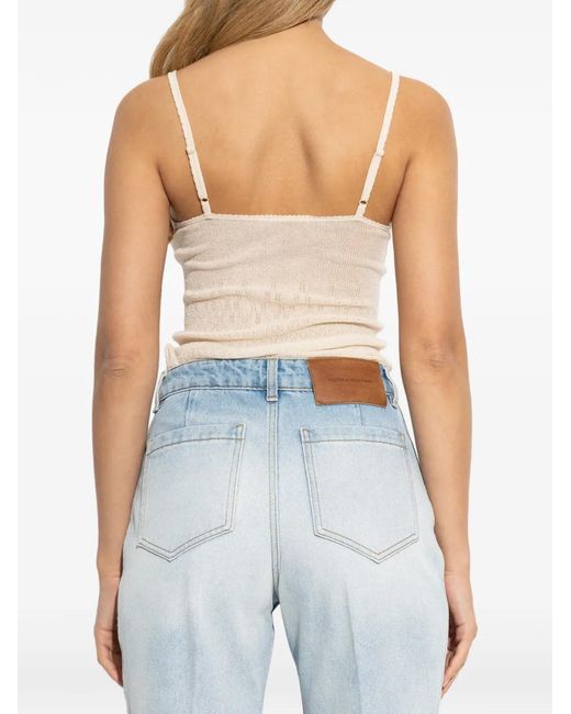 Victoria Beckham Natural Ribbed-Knit Tank Top