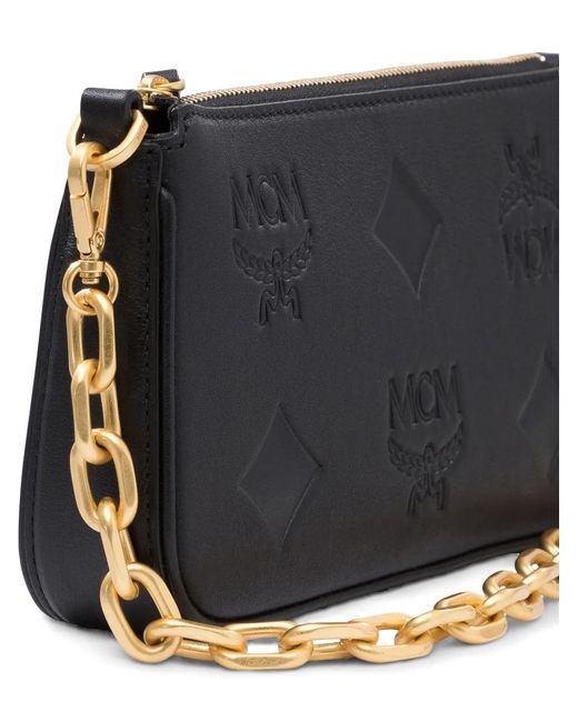 MCM Black Logo-Debossed Shoulder Bag