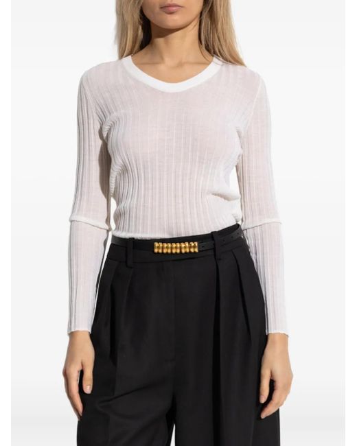 IRO White Ribbed Wool Top