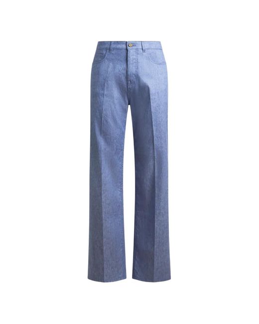 Etro Blue Pressed-Crease Straight-Leg Jeans for men