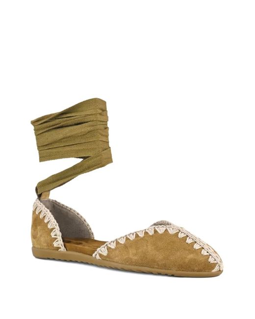 Mou Metallic Suede Ballet Flats
