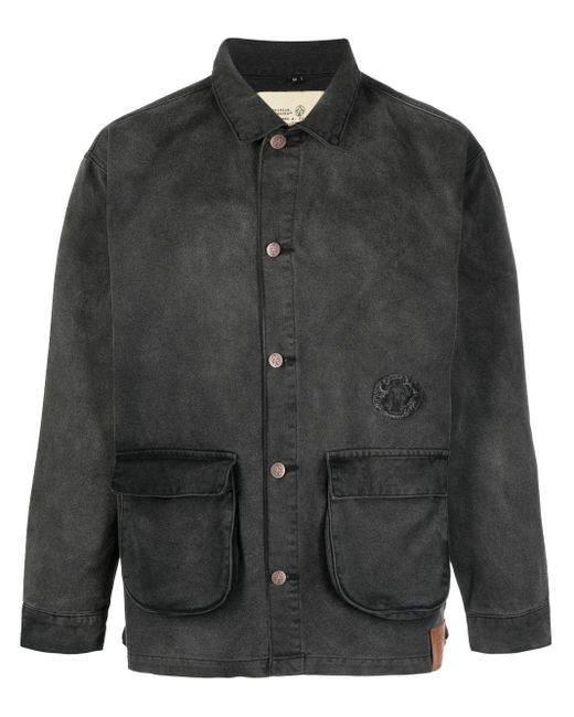 UNTITLED ARTWORKS Black Washed Cotton Shirt Jacket for men