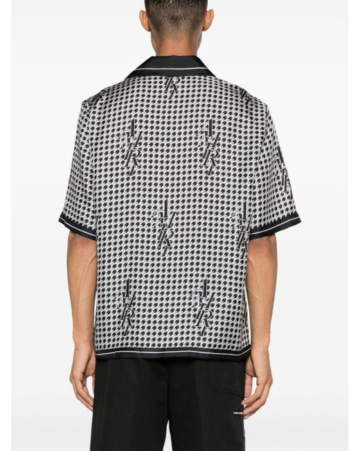 Camisa con monograma y motivo pied de poule Amiri de hombre de color Gray