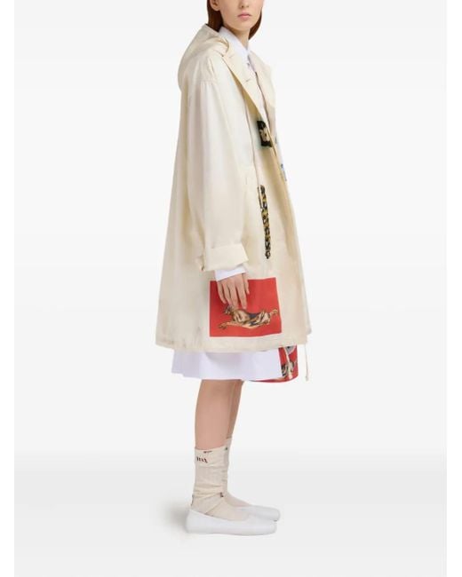 Marni White Patchwork-Design Midi Skirt