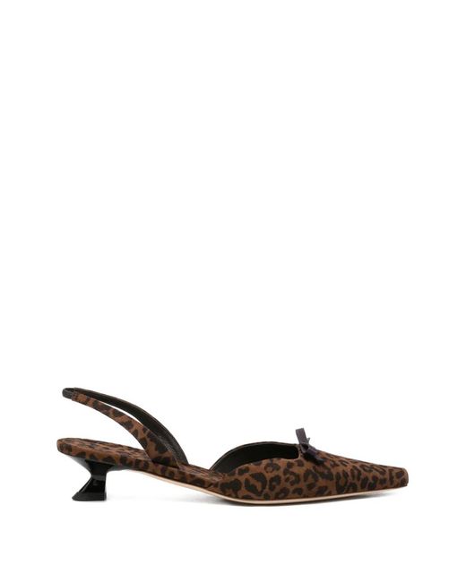 3Juin Brown Leopard-Print Bow-Detail Pumps