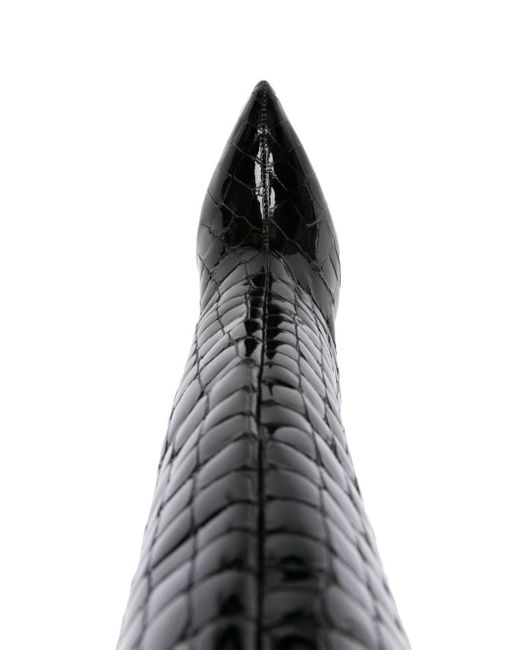 Paris Texas Black Stiefel mit Kroko-Prägung 115mm