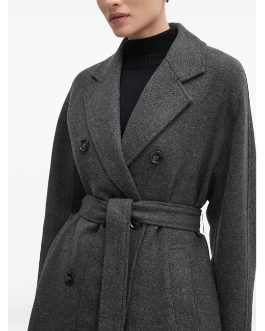 Ouí Black Belted Double-Breasted Coat