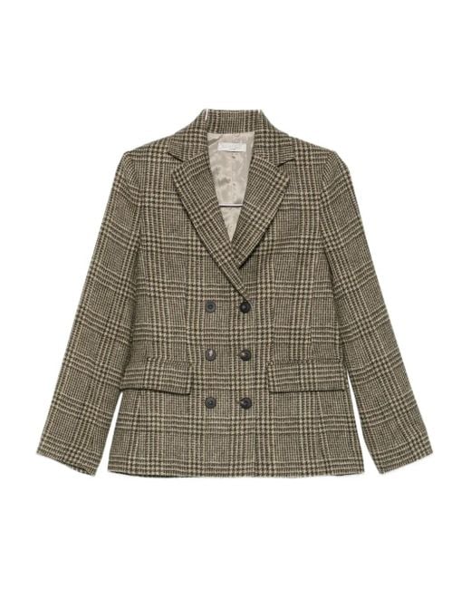 Antonelli Green Double-Breasted Check-Print Blazer