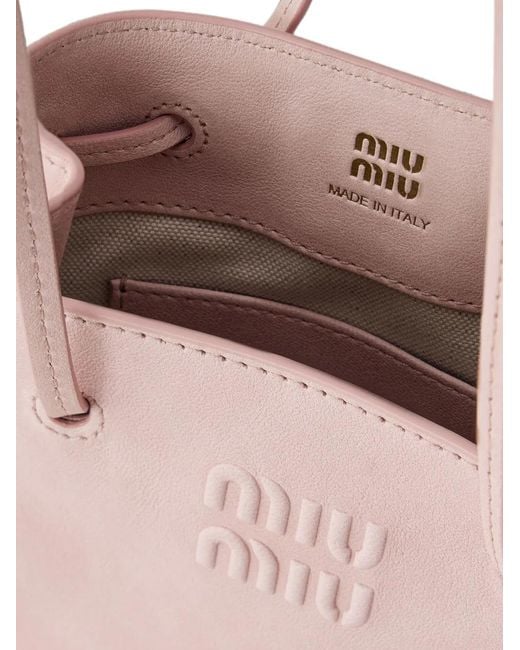 Miu Miu Pink Logo-Detail Leather Mini Bag