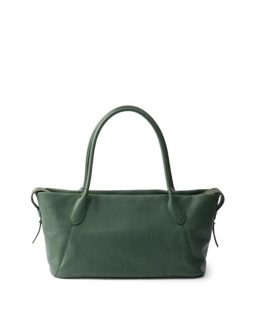 Prada Green Large Leather Tote Bag