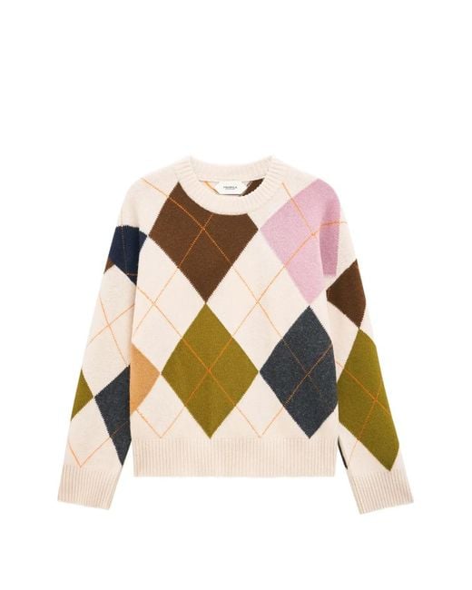 Pringle of Scotland Natural Crew-Neck Argyle Sweater