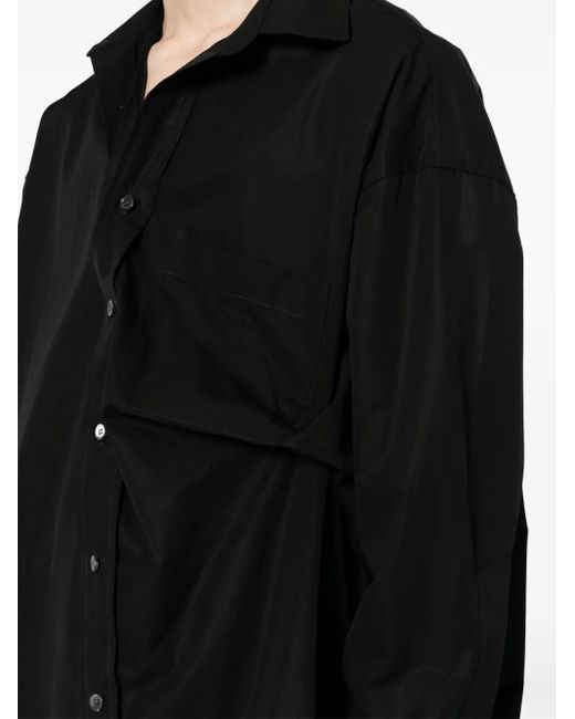 Marina Yee Black Asymmetric Cotton-Poplin Shirt for men