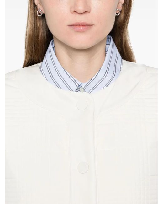 Boss White Check-Pattern Padded Jacket