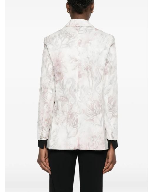 Max Mara White Blazer À Fleurs Imprimées