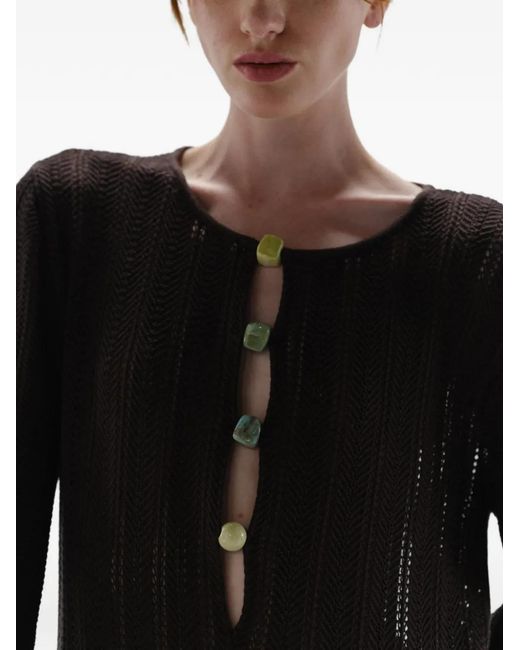 Baobab Brown Mamu Resin-Embellished Cut-Out Maxi Dress