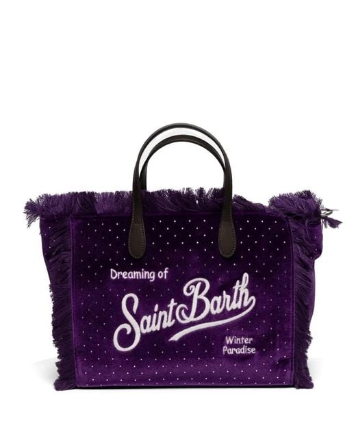 Mc2 Saint Barth Purple Fringed Tote Bag