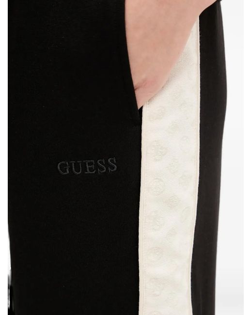 Guess Black Regular-Fit Side-Stripe Track Pants