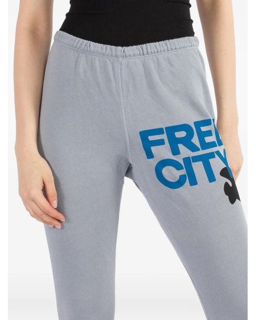 Freecity Blue Cropped Printed Sweatpants