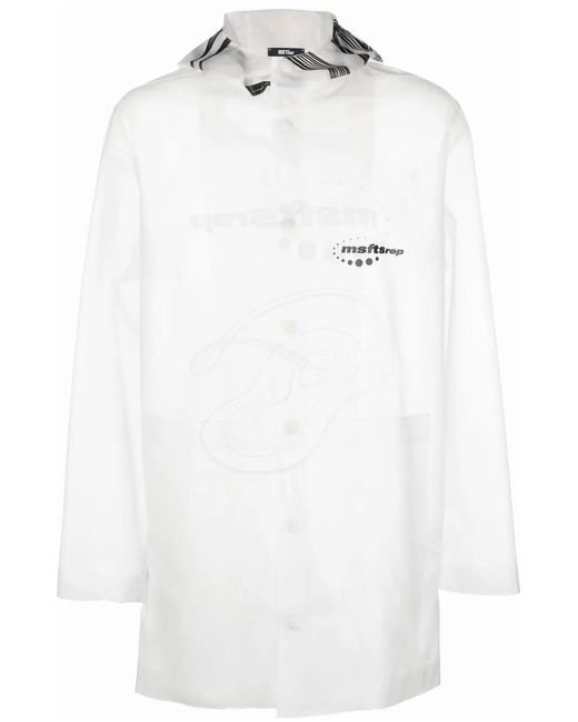 Msftsrep White Logo-Print Transparent Raincoat