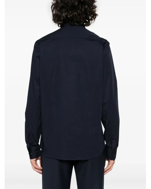 Calvin Klein Blue Monogram-Embroidered Cotton Shirt for men