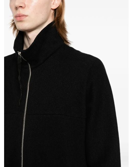 Ma+ Black Zipped Tall-Collar Jacket for men
