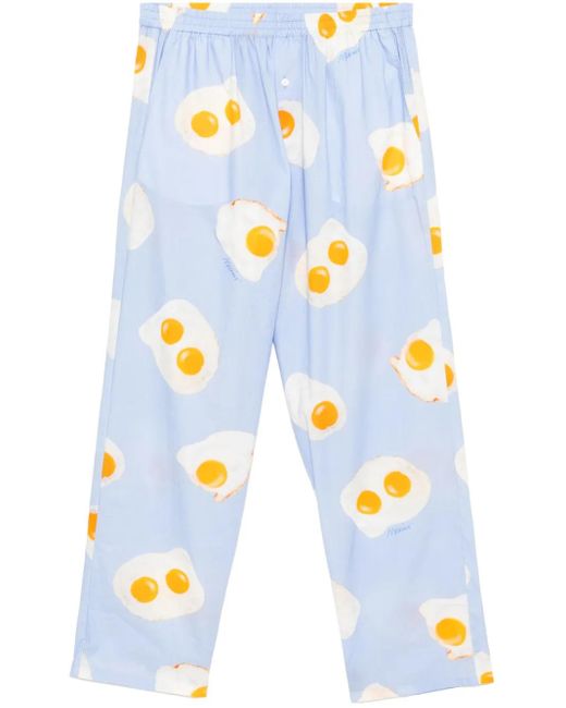 Moschino Blue Graphic-Print Trousers for men