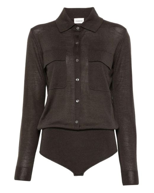 P.A.R.O.S.H. Black Front-Button Top