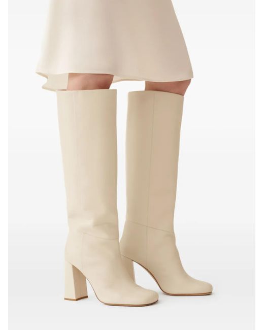 Fabiana Filippi White Block-Heel Leather Boots