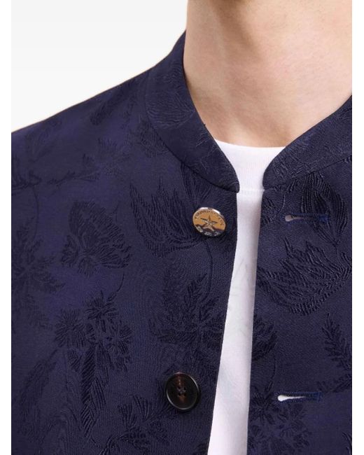 Shanghai Tang Blue Tang Floral-Jacquard Jacket for men