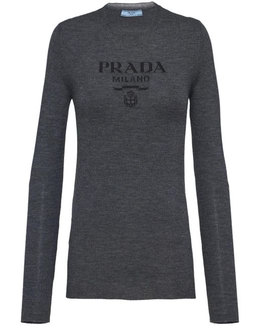Prada Blue Superfine Wool Crew-neck Sweater
